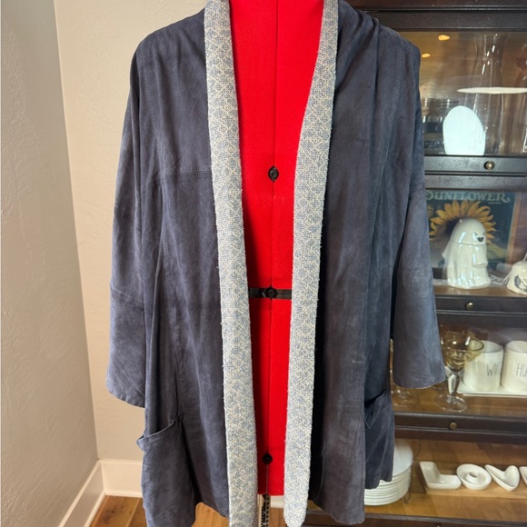 Uterqüe Goat Suede Jacket with Contrast Trim | Size M - Picture 1 of 8